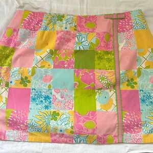 Vintage Lilly Pulitzer Pink Patchwork Mini Skirt